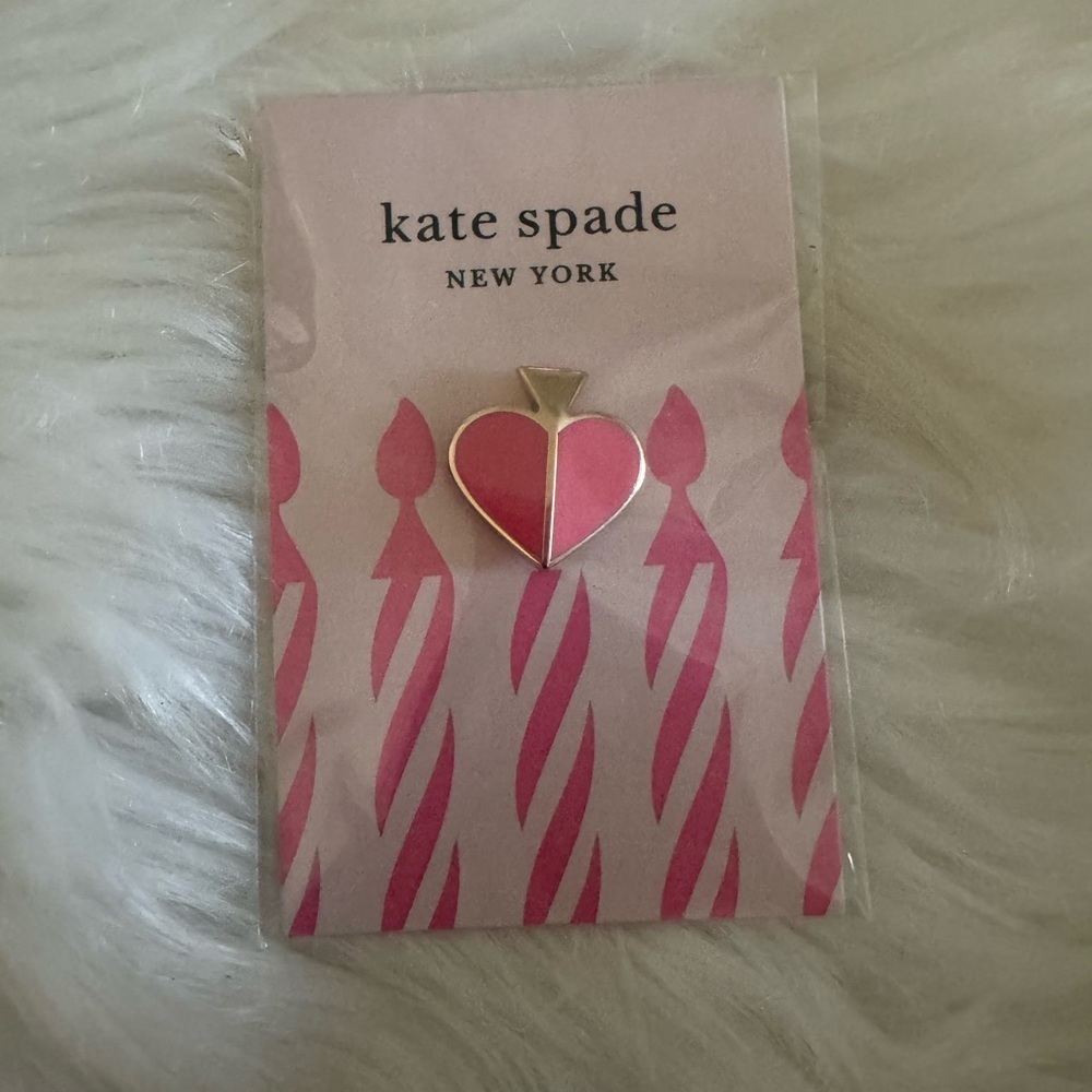 Kate Spade Pink Heart Pin gone tone trim
